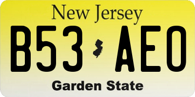 NJ license plate B53AEO