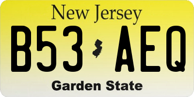 NJ license plate B53AEQ