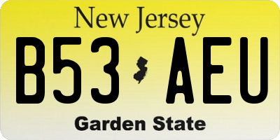 NJ license plate B53AEU