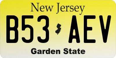 NJ license plate B53AEV