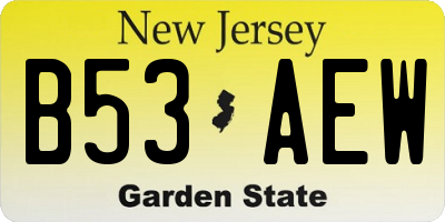 NJ license plate B53AEW