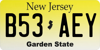 NJ license plate B53AEY