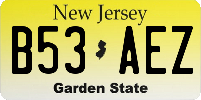 NJ license plate B53AEZ