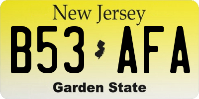 NJ license plate B53AFA