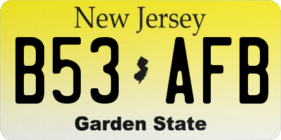 NJ license plate B53AFB