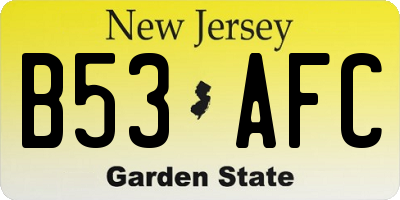 NJ license plate B53AFC