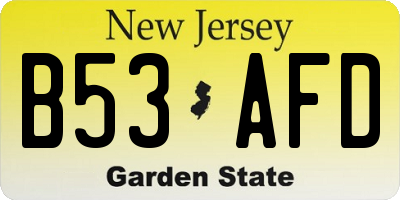 NJ license plate B53AFD