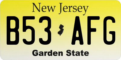 NJ license plate B53AFG