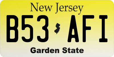 NJ license plate B53AFI