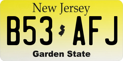 NJ license plate B53AFJ