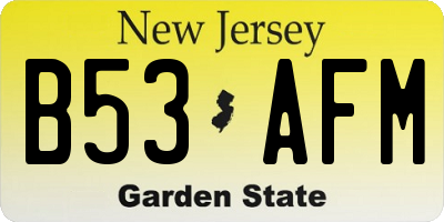 NJ license plate B53AFM