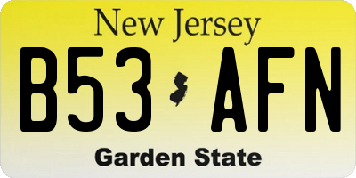 NJ license plate B53AFN