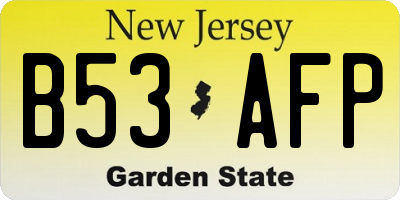 NJ license plate B53AFP