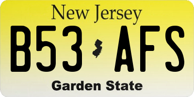 NJ license plate B53AFS