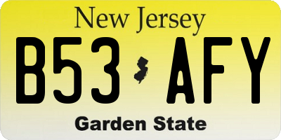 NJ license plate B53AFY