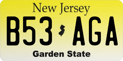 NJ license plate B53AGA