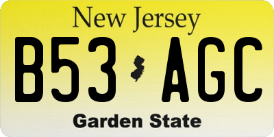 NJ license plate B53AGC