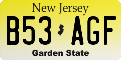 NJ license plate B53AGF