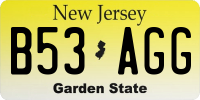 NJ license plate B53AGG