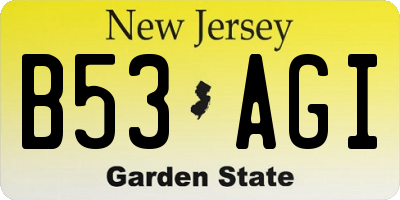NJ license plate B53AGI