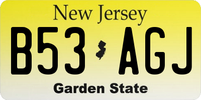 NJ license plate B53AGJ