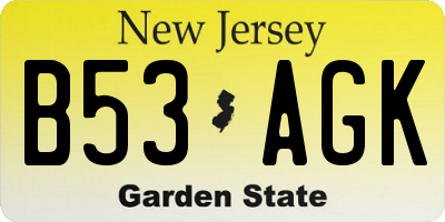 NJ license plate B53AGK