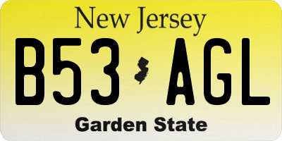 NJ license plate B53AGL