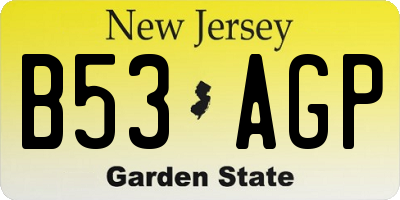 NJ license plate B53AGP