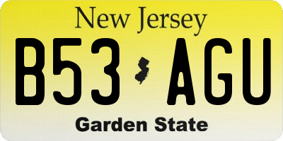 NJ license plate B53AGU