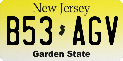 NJ license plate B53AGV