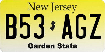NJ license plate B53AGZ