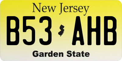 NJ license plate B53AHB