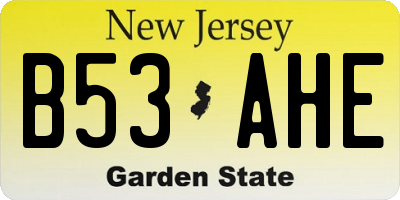 NJ license plate B53AHE