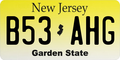 NJ license plate B53AHG