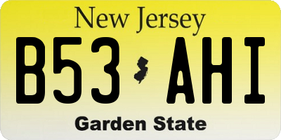 NJ license plate B53AHI