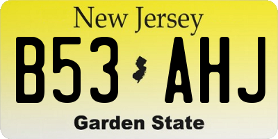 NJ license plate B53AHJ
