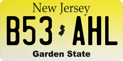 NJ license plate B53AHL