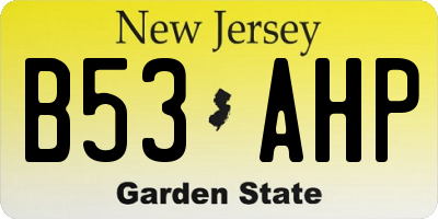 NJ license plate B53AHP