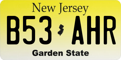 NJ license plate B53AHR