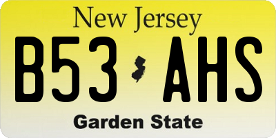 NJ license plate B53AHS