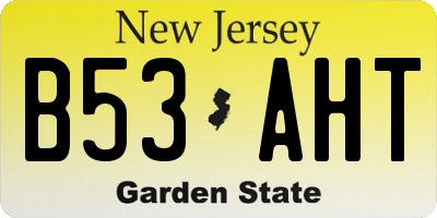 NJ license plate B53AHT