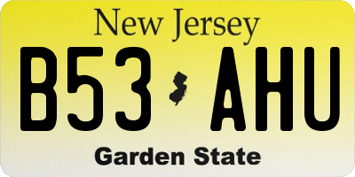 NJ license plate B53AHU