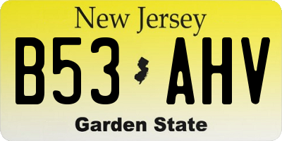 NJ license plate B53AHV