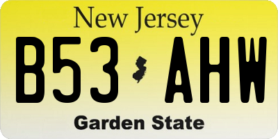 NJ license plate B53AHW