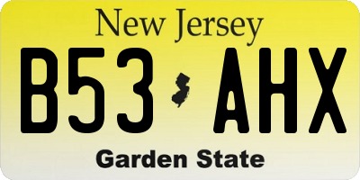 NJ license plate B53AHX