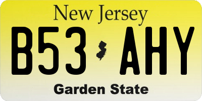 NJ license plate B53AHY