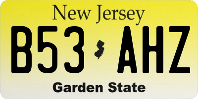 NJ license plate B53AHZ