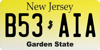 NJ license plate B53AIA
