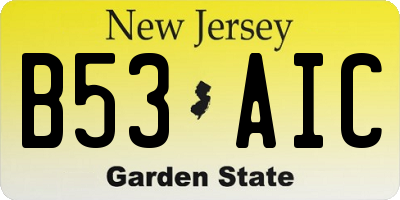 NJ license plate B53AIC
