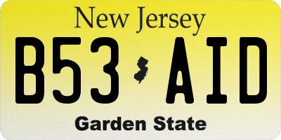 NJ license plate B53AID